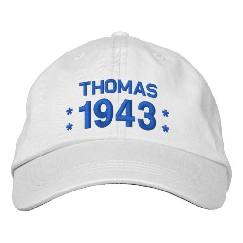 Born in 1943 or Any Year 75th Birthday W04B WHITE Embroidered Baseball Cap