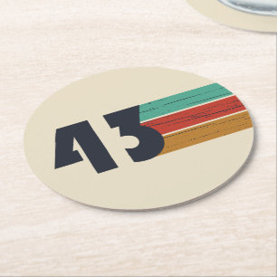 born in 1943 vintage birthday round paper coaster