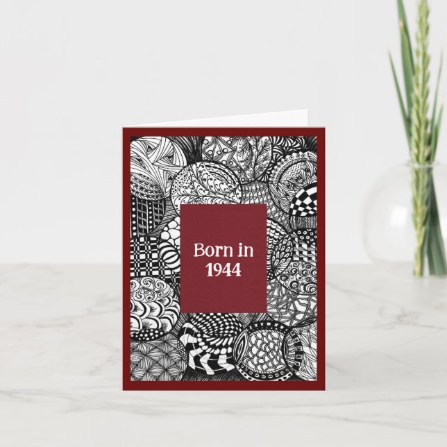 Born in 1944 Birthday Fun Facts Card (Front)