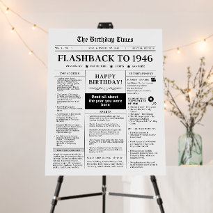 Born in 1946 Fun Birthday Newspaper  Foam Board