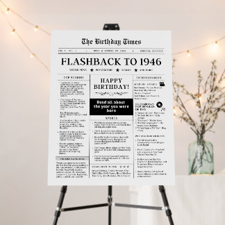 Born in 1946 Fun Birthday Newspaper Foam Board