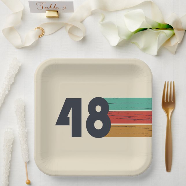 Born in 1948 vintage birthday paper plates (Wedding)