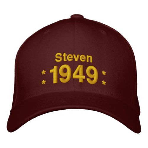 Born in 1949 or Any Year 65th Birthday V10C MAROON Embroidered Baseball Cap