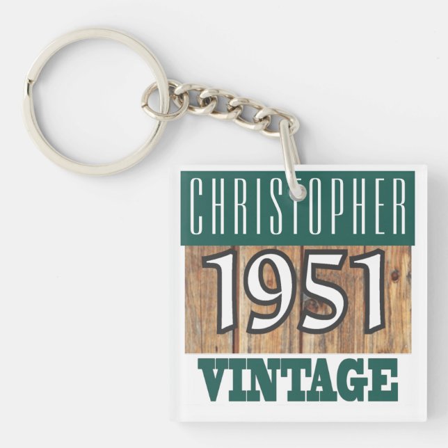 Born in 1951, Personalised Year of Birth Keychain (Front)