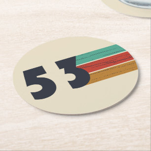 born in 1953 vintage birthday round paper coaster