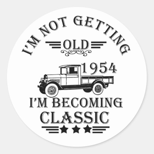 born in 1954 vintage 70th birthday mens gifts classic round sticker