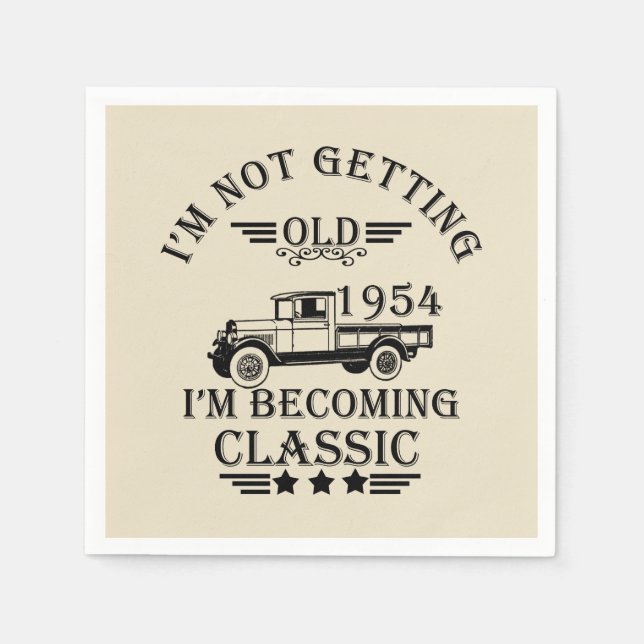 born in 1954 vintage birthday party napkins (Front)