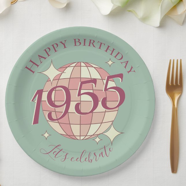 Born in 1955 70th birthday party decor Paper Plate (Creator Uploaded)