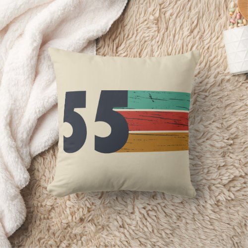 Born in 1955 vintage 70th birthday gift throw pillow