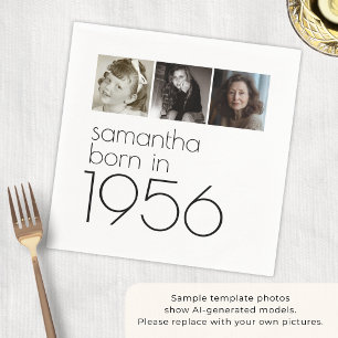 Born in 1956 3 Photos 70th Birthday Party Napkins