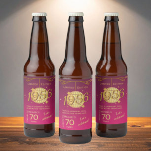 Born in 1956 60th birthday party pink beer Label