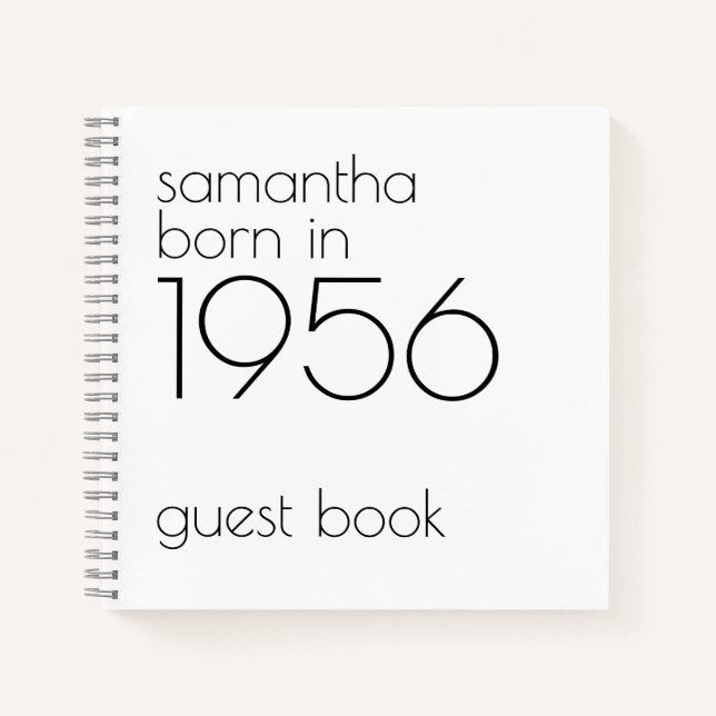 Born in 1956 Black 70th Party Guest Book (Front)