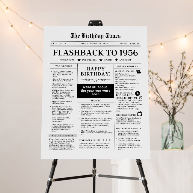 Born in 1956 Fun Newspaper  Foam Board (In Situ (Stand))