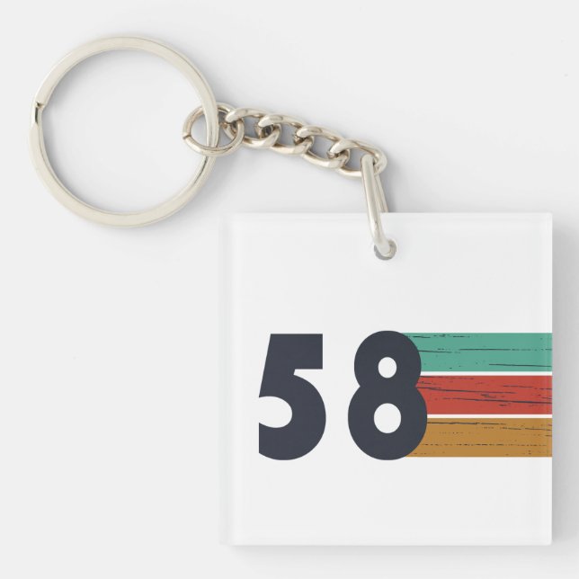 born in 1958 vintage birthday keychain (Front)