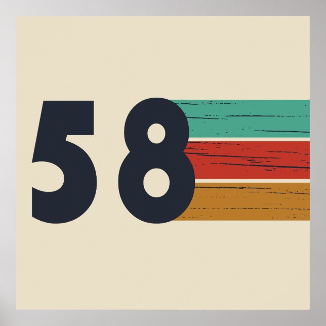 born in 1958 vintage birthday poster (Front)