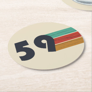 Born in 1959 colorful vintage style birthday round paper coaster