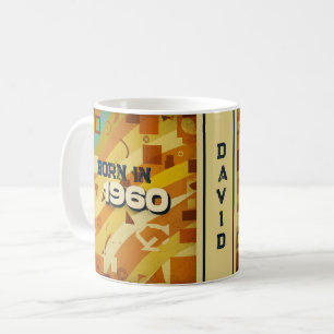 Born in 1960 Name Mug - 60s Retro Geometric Design