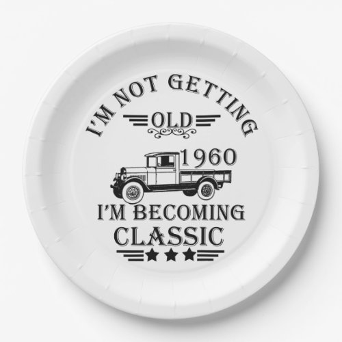 born in 1960 vintage birthday mens paper plates