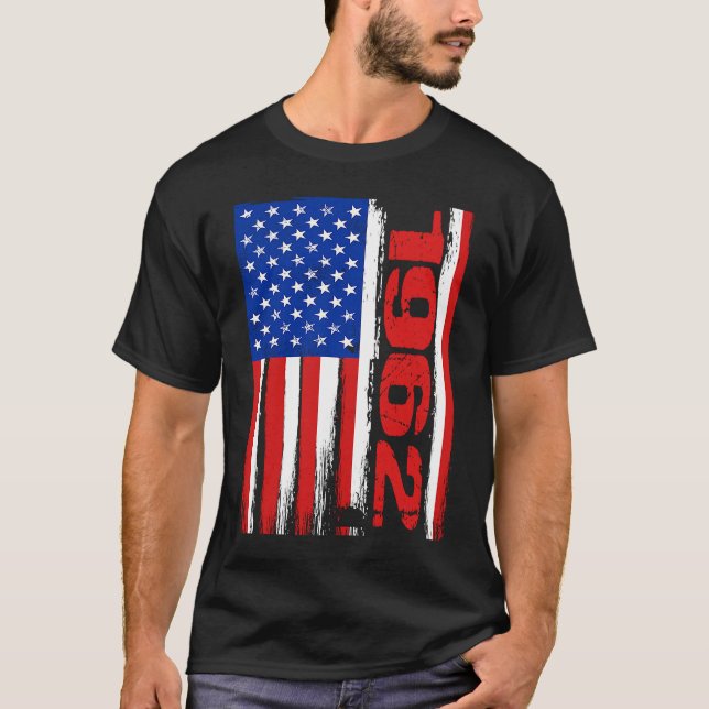 Born in 1962 US Flag Patriotic Veterans Day 4th Of T-Shirt (Front)
