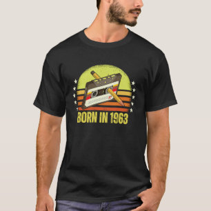 Born in 1963 Retro Vintage Cassette Tape Pencil Re T-Shirt
