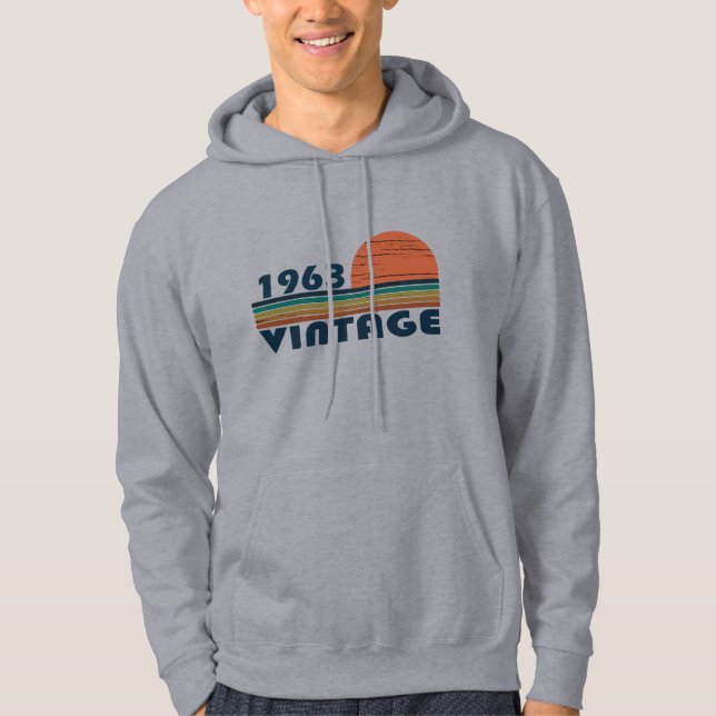 Born in 1963 vintage birthday gift hoodie (Front)