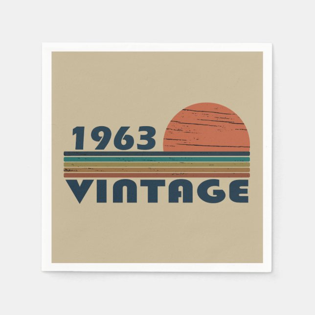 Born in 1963 vintage birthday napkins (Front)