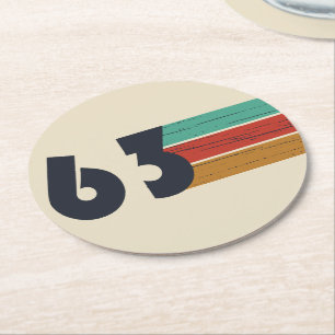 Born in 1963 vintage birthday party round paper coaster
