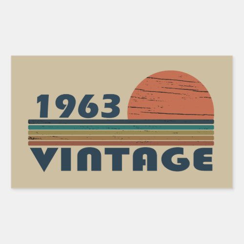 Born in 1963 vintage birthday rectangular sticker