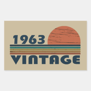 Born in 1963 vintage birthday rectangular sticker
