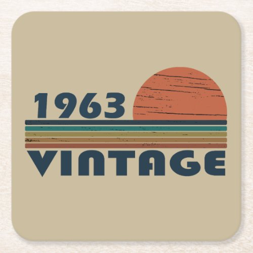 Born in 1963 vintage birthday square paper coaster