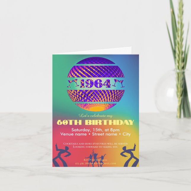 Born in 1964 birthday party invitation (Front)