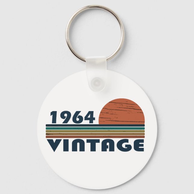 Born in 1964 vintage 60th birthday keychain (Front)