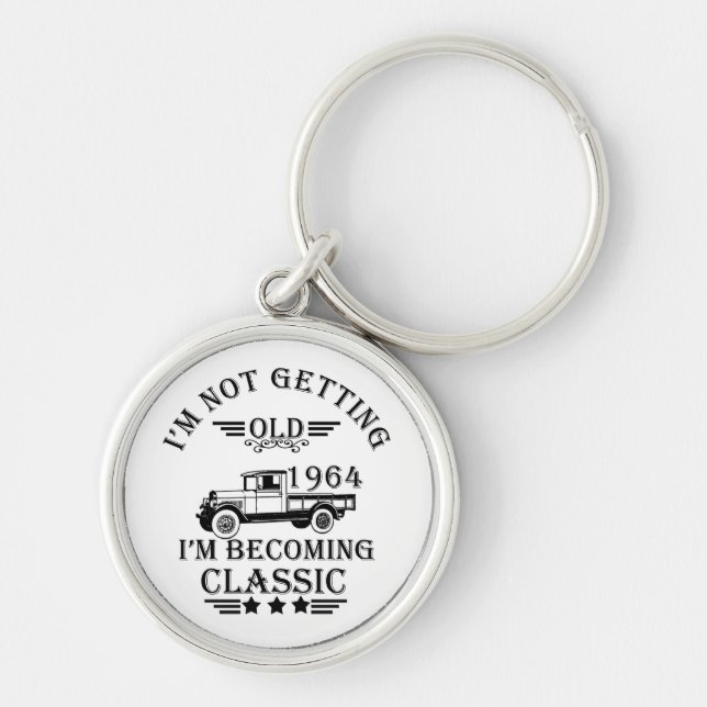 born in 1964 vintage 60th birthday mens keychain (Front)