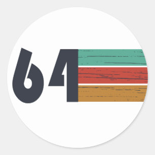 born in 1964 vintage birthday classic round sticker