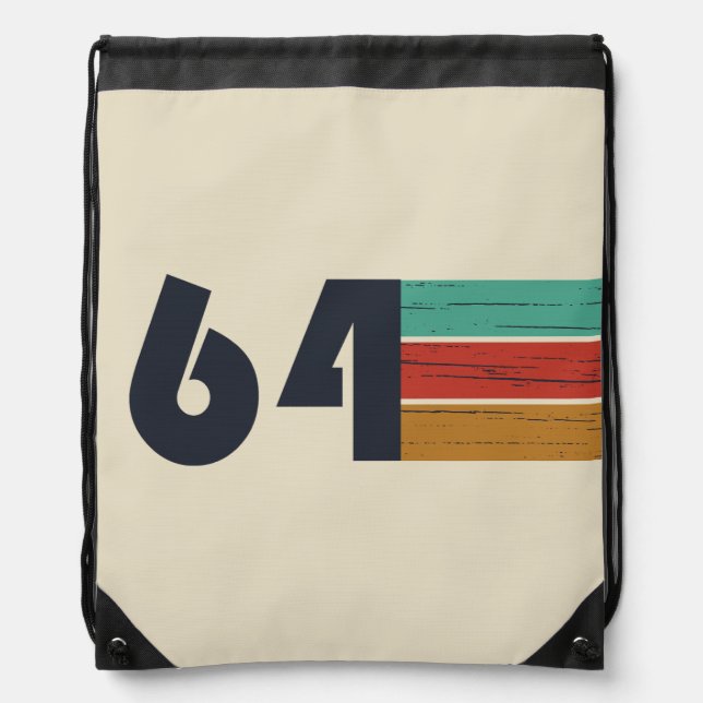 born in 1964 vintage birthday drawstring bag (Front)
