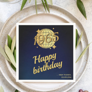 Born in 1965 60th birthday gold festive napkin