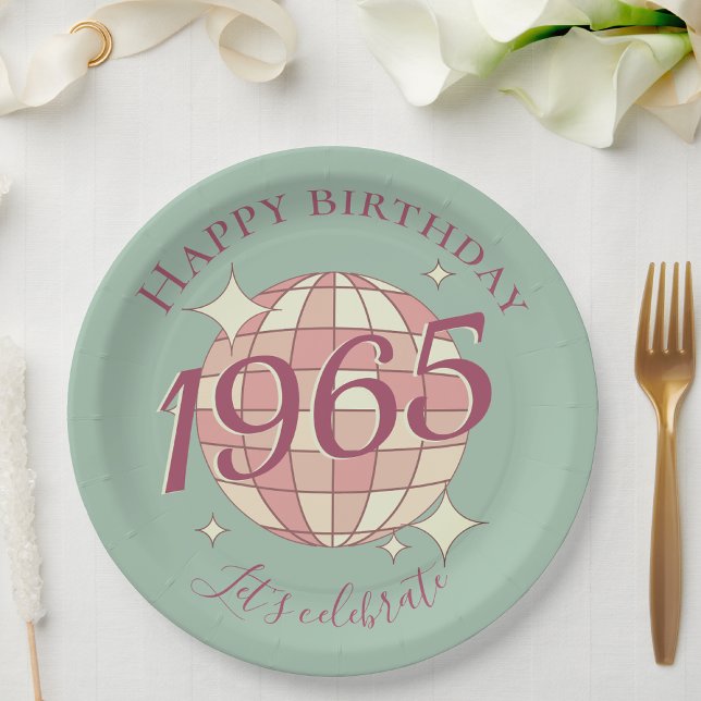 Born in 1965 60th birthday party decor Paper Plate (Creator Uploaded)