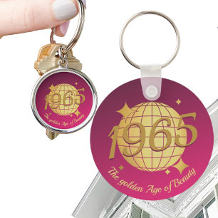 Born in 1965 60th birthday pink gold gift keychain