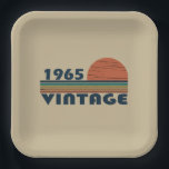 Born in 1965 vintage 60th birthday gift paper plates<br><div class="desc">This vintage classic graphic design with awesome typography font lettering can add originality to your wardrobe collection. It is a great gift idea for men, women, husbands, wives, grandmas, and grandpas who will love this one-of-a-kind artwork. It is the best and most funny holiday present for your happy birthday party....</div>