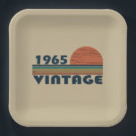 Born in 1965 vintage 60th birthday gift paper plates<br><div class="desc">This vintage classic graphic design with awesome typography font lettering can add originality to your wardrobe collection. It is a great gift idea for men, women, husbands, wives, grandmas, and grandpas who will love this one-of-a-kind artwork. It is the best and most funny holiday present for your happy birthday party....</div>