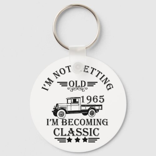 born in 1965 vintage birthday mens gift keychain