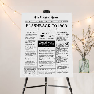 Born in 1966 Fun Birthday Newspaper Foam Board