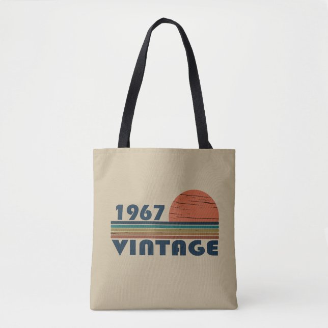 Born in 1967 vintage birthday gift tote bag (Front)