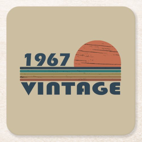 Born in 1967 vintage birthday square paper coaster