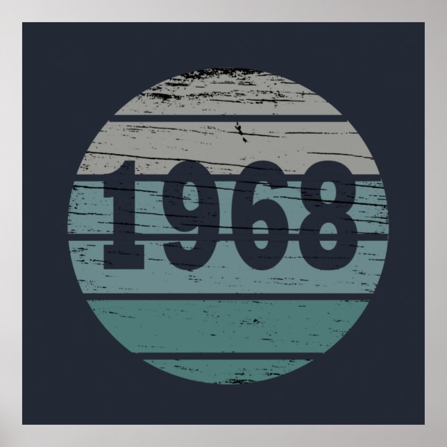 Born in 1968 vintage birthday gift poster (Front)