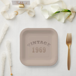 Born in 1969 elegant modern vintage birthday party paper plates