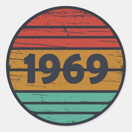 Born in 1969 vintage 55th birthday classic round sticker
