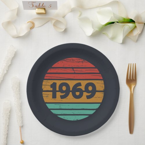 Born in 1969 vintage 55th birthday paper plates