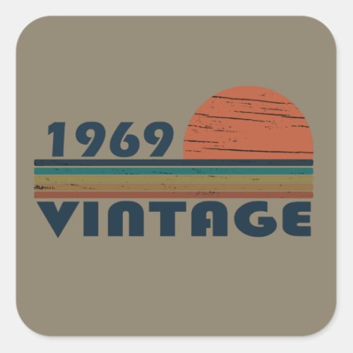 Born in 1969 vintage 55th birthday square sticker