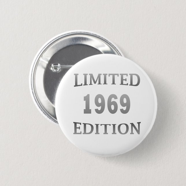 born in 1969 vintage birthday button (Front & Back)
